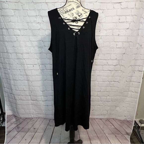 Torrid tie front black swing dress size 3 - Picture 1 of 9